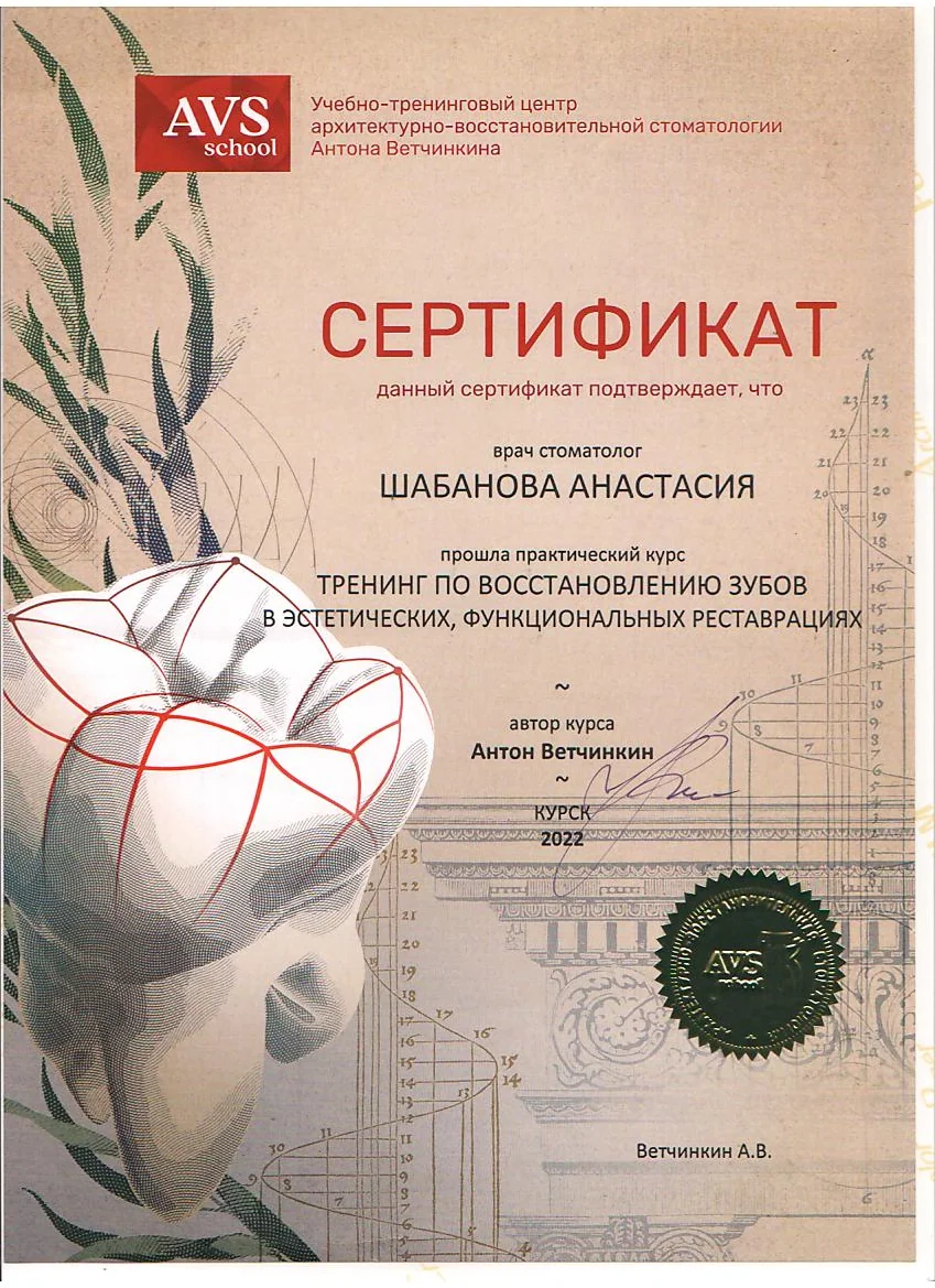 Сертификат Грешилова Анастасия Сергеевна, 2